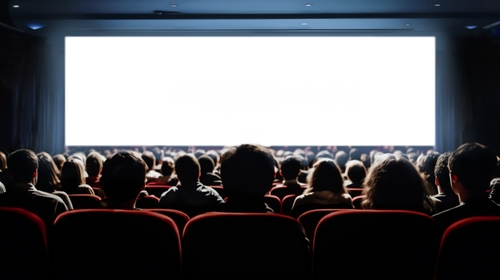 Audience watching a movie in a theater