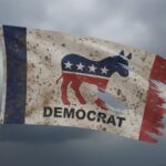 Democrat Freshman ATTACKS Veterans—Calls VA “Communist”… A weathered flag featuring the Democratic Party symbol and the word 'DEMOCRAT'