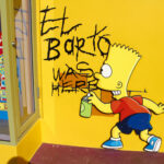Simpsons Writer’s CRAZY 2028 White House Move! Graffiti of Bart Simpson writing El Barto was here on a yellow wall