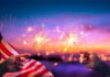 Will Cain Storms Philly For America 250 Hands holding sparklers with American flag background.